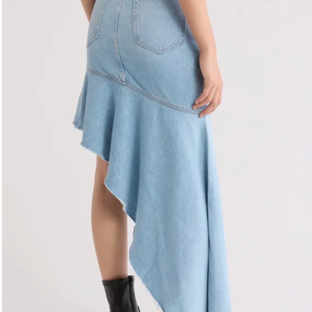 NEW….MOTHER Blue Asymmetrical Ruffled Mini Skirt size 28